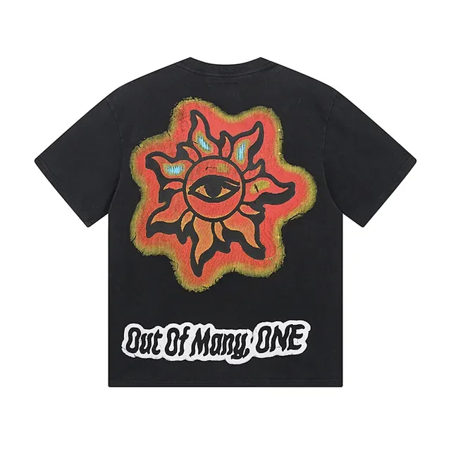 Black Graphic-Print Oversized Double-Sided Art T-Shirt 3