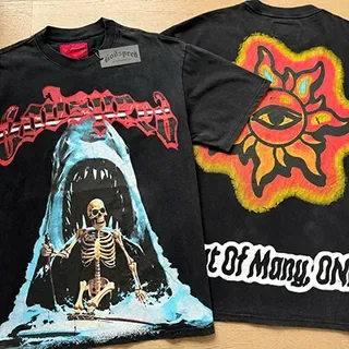 Black Graphic-Print Oversized Double-Sided Art T-Shirt 4