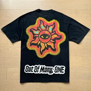 Black Graphic-Print Oversized Double-Sided Art T-Shirt 7