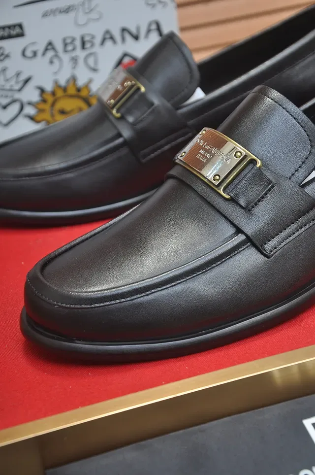 Black Leather Buckle Strap Loafer 2