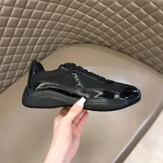 Black Mixed-Material Patent Leather and Mesh Lifestyle Sneaker