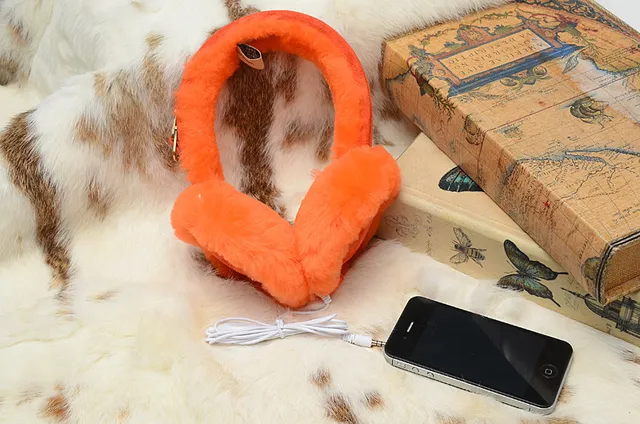 Auriculares over-ear con diadema negra y naranja, forro de peluche, plegables 10