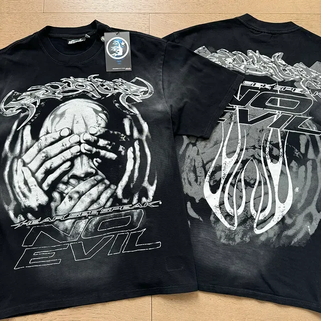 Black Oversized Double-Sided Graphic Print T-Shirt 7