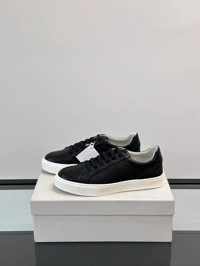 Black Pebbled Leather Low-Top Lifestyle Sneakers 4