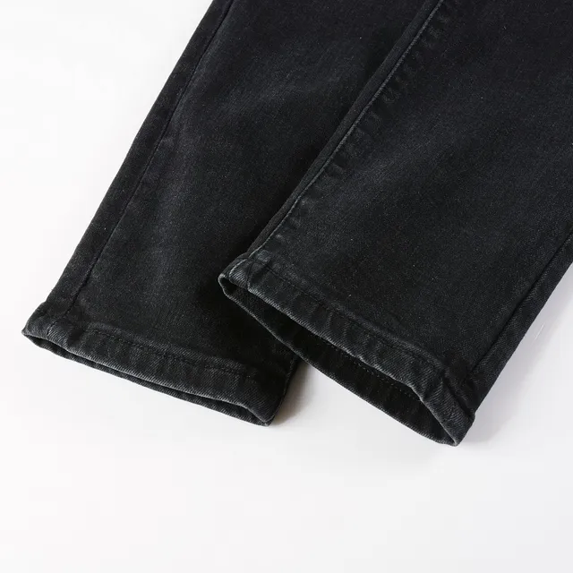 Jeans noirs et violets slim-fit distressed 3