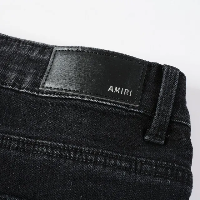 Jeans noirs et violets slim-fit distressed 4