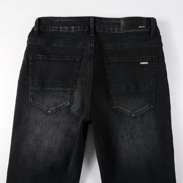 Jeans noirs et violets slim-fit distressed 6