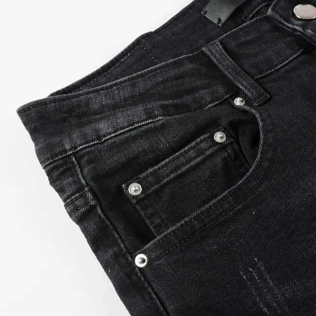 Jeans noirs et violets slim-fit distressed 10