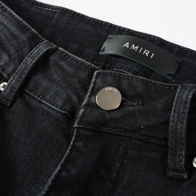 Jeans noirs et violets slim-fit distressed 12
