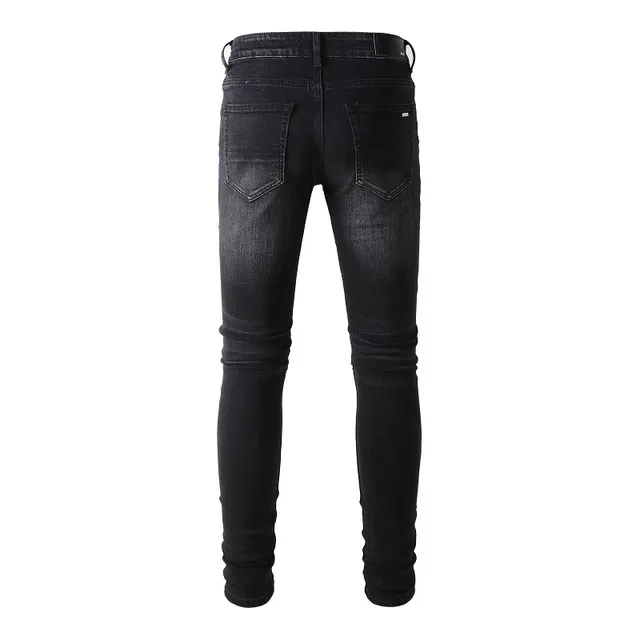 Jeans noirs et violets slim-fit distressed 17