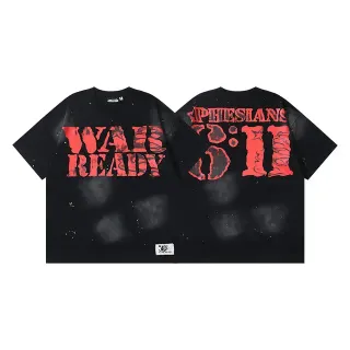 Black Red Oversized Fit Distressed Graphic Print Top