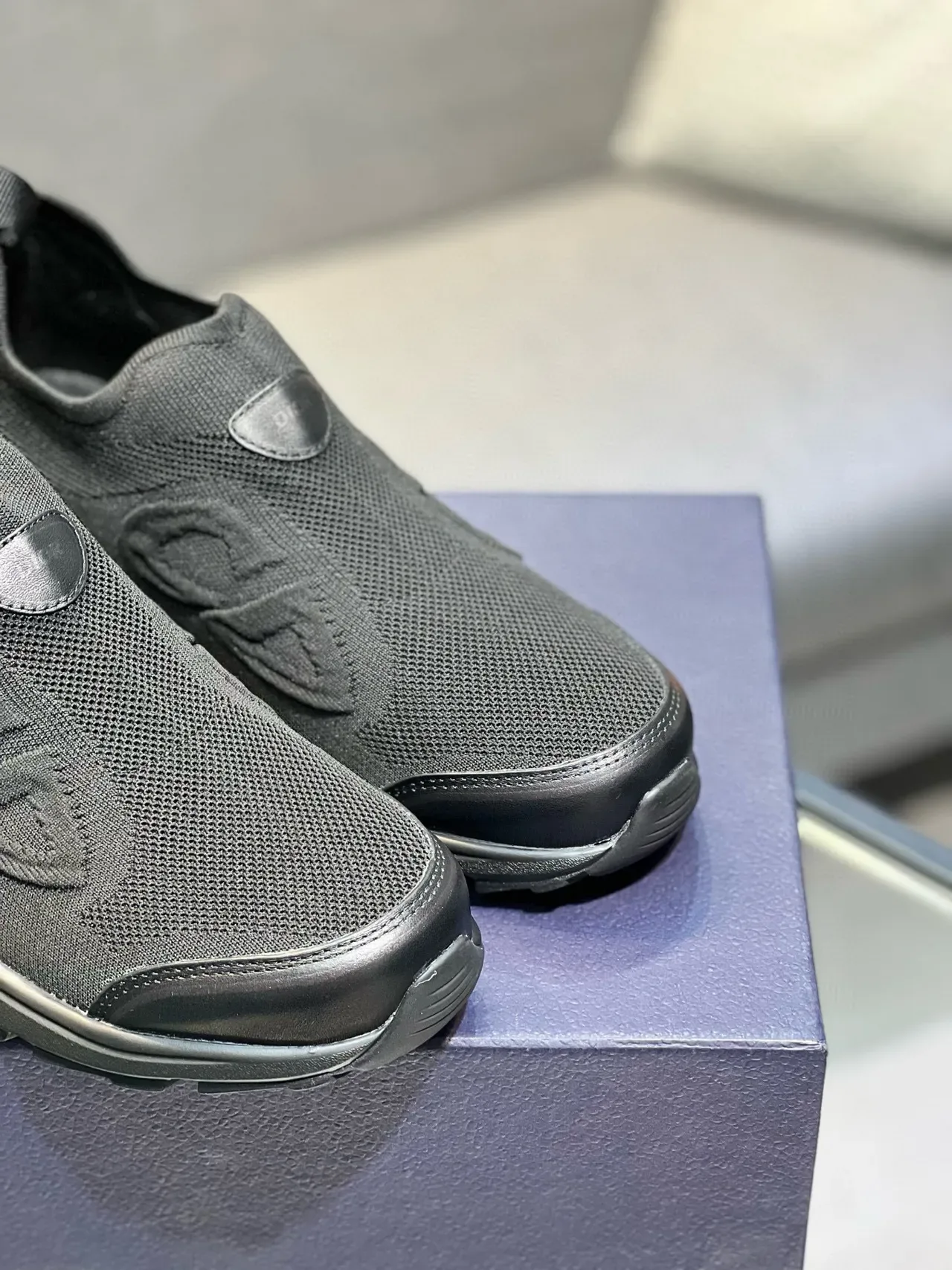 Black Slip-On Knit Sneakers 6
