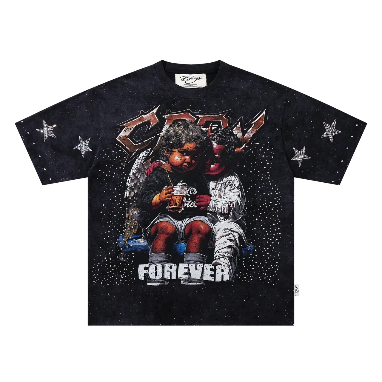 Black Starfield Graphic Print Oversized T-Shirt 2