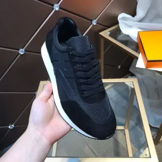 Black Suede and Mesh Low-Top Lace-Up Lifestyle Sneakers