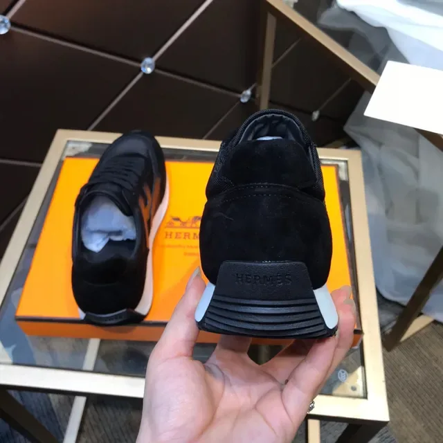 Black Suede and Mesh Low-Top Lace-Up Lifestyle Sneakers 5