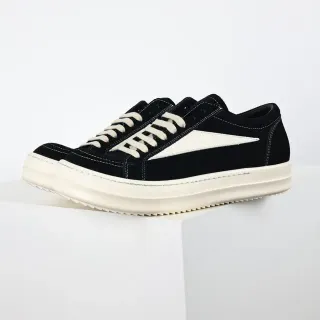 Black Suede Low-Top Platform Sneaker