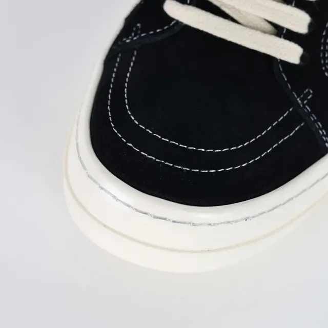 Black Suede Low-Top Platform Sneaker 5