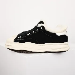 Black Suede Shearling-Collar Lifestyle Sneaker