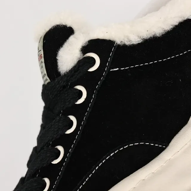 Black Suede Shearling-Collar Lifestyle Sneaker 6