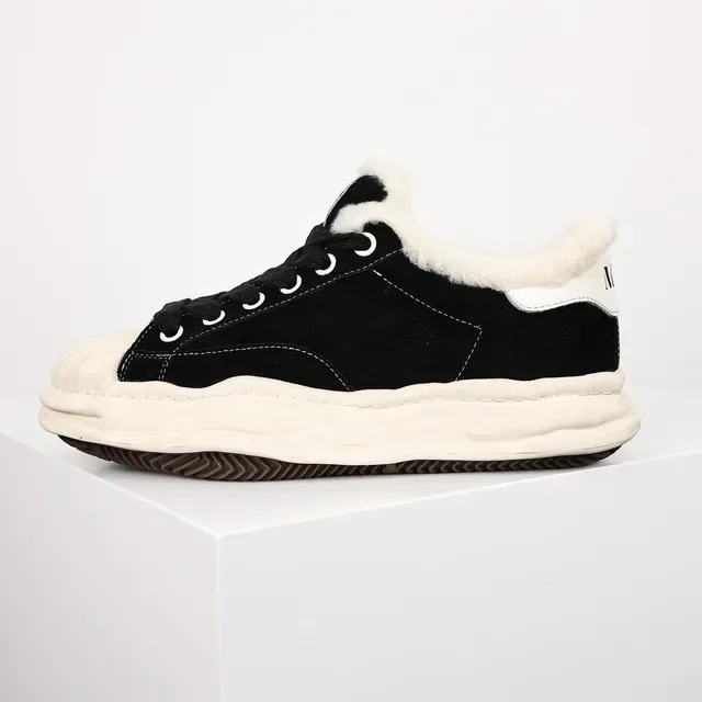Black Suede Shearling-Collar Lifestyle Sneaker 9