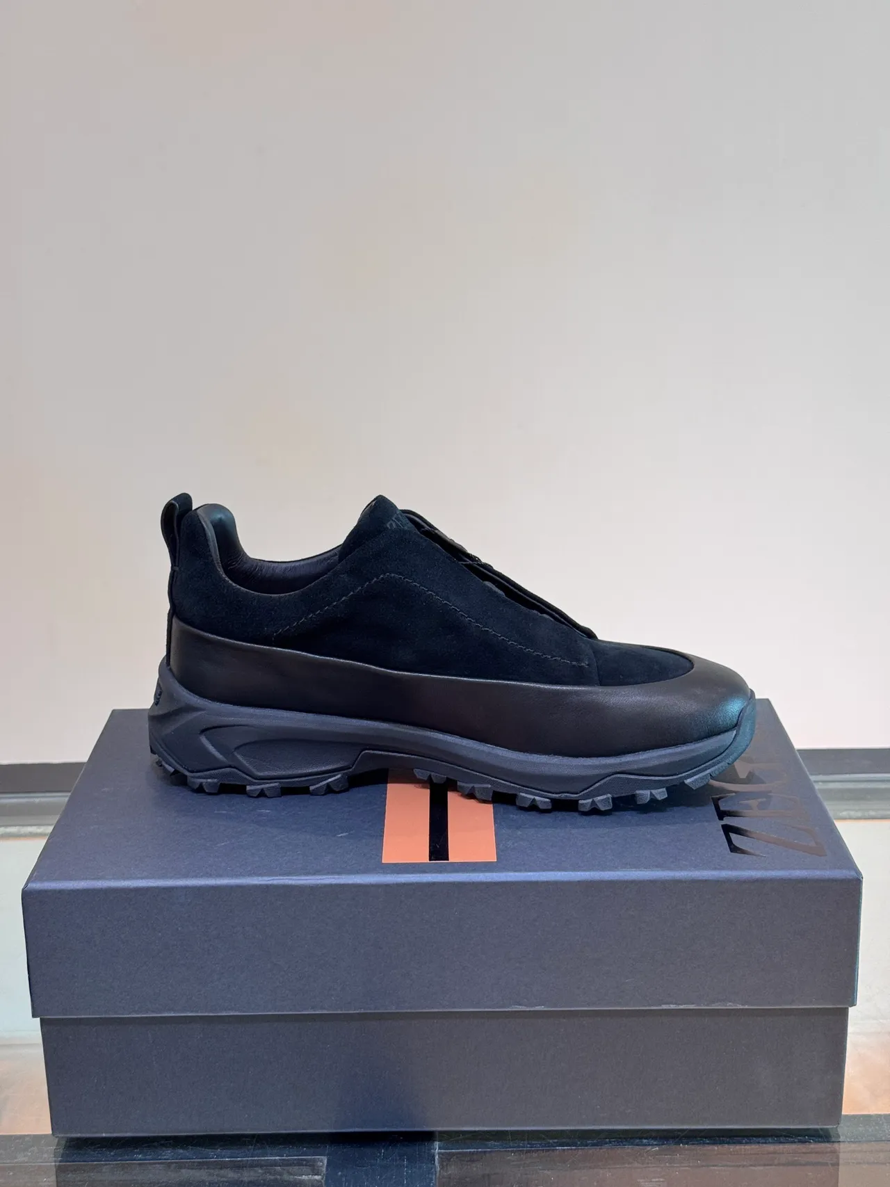 Black Suede Slip-On Chunky Platform Sneaker 4