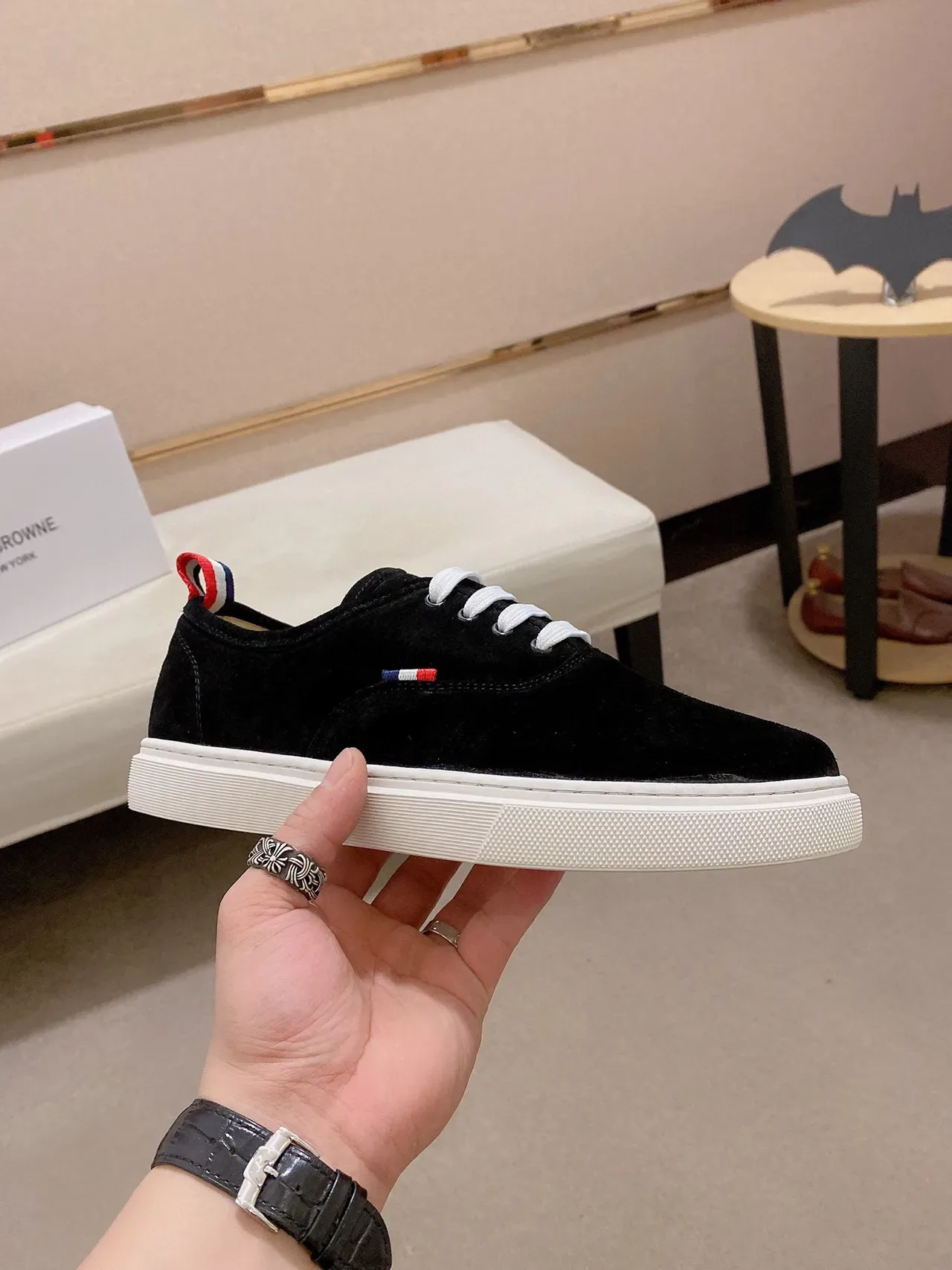 Black White Suede Upper Laces Sneakers 7