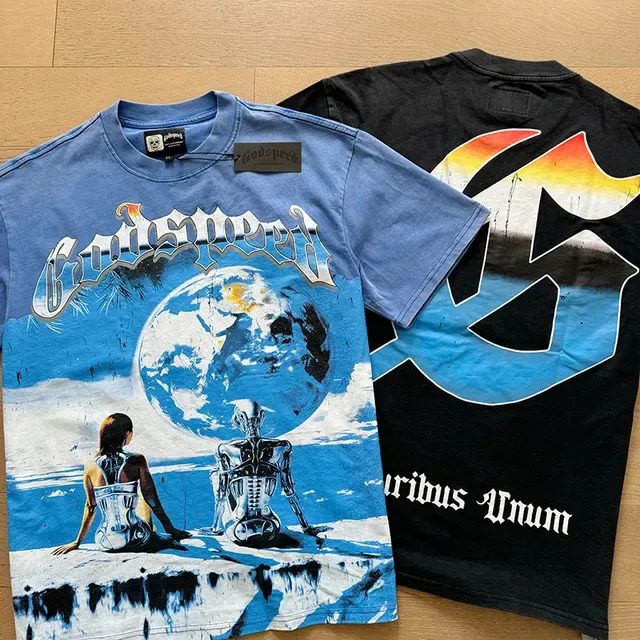 Blue Black Graphic Print Oversized Fit T-Shirt 9