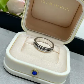 Boucheron Quatre Double Ouro Branco e Cerâmica Preta Pavé Anel de Diamantes