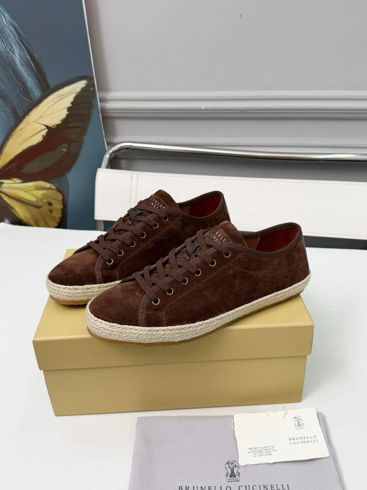 Ante marrón beige superior suela envuelta en yute zapatos de barco 5