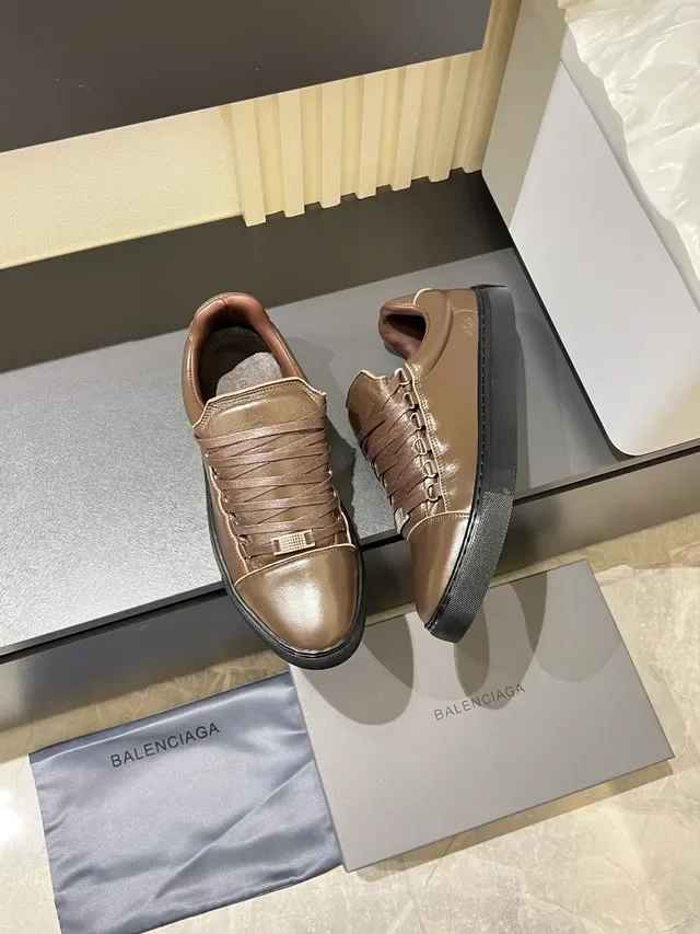 Brown Black Leather Upper Rubber Sole Sneakers 4