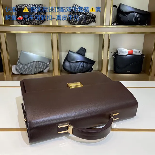 Brown Structured Flap-Top Leather Briefcase Handbag 4