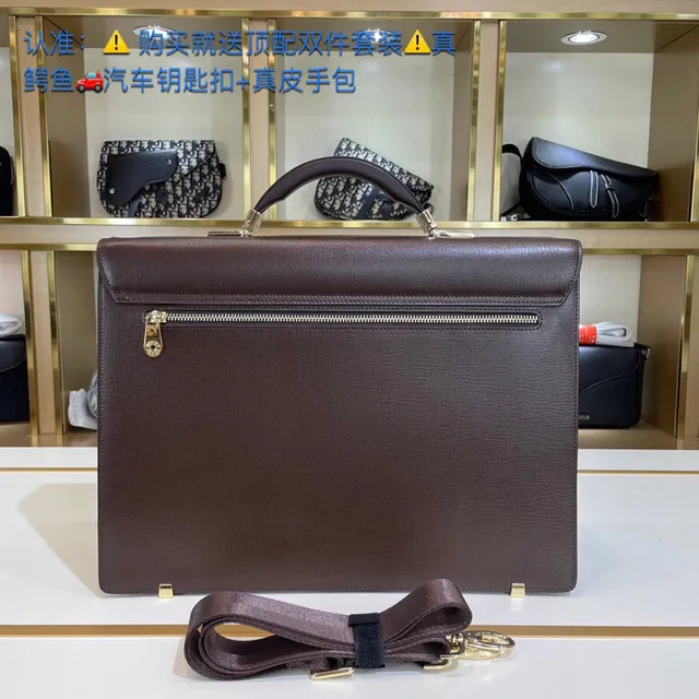 Brown Structured Flap-Top Leather Briefcase Handbag 5