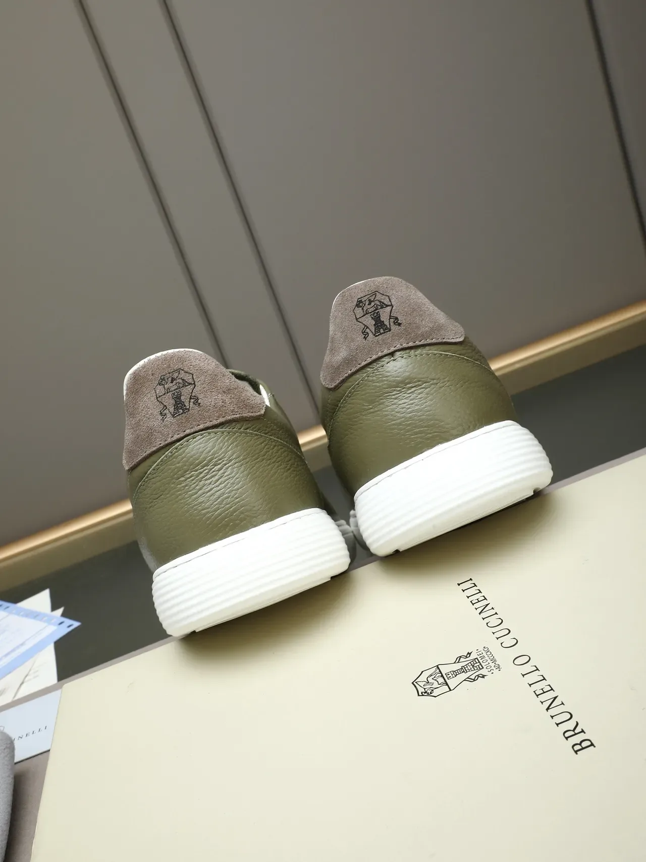 Brunello Cucinelli ऑलिव ग्रीन पेबल्ड लेदर लाइफस्टाइल स्नीकर 3