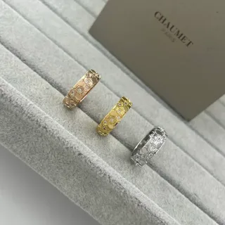 CHAUMET सोना चांदी हनीकॉम्ब मोटिफ पेव सेट डायमंड रिंग