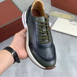 Sapato casual de couro com cadarços verde escuro
