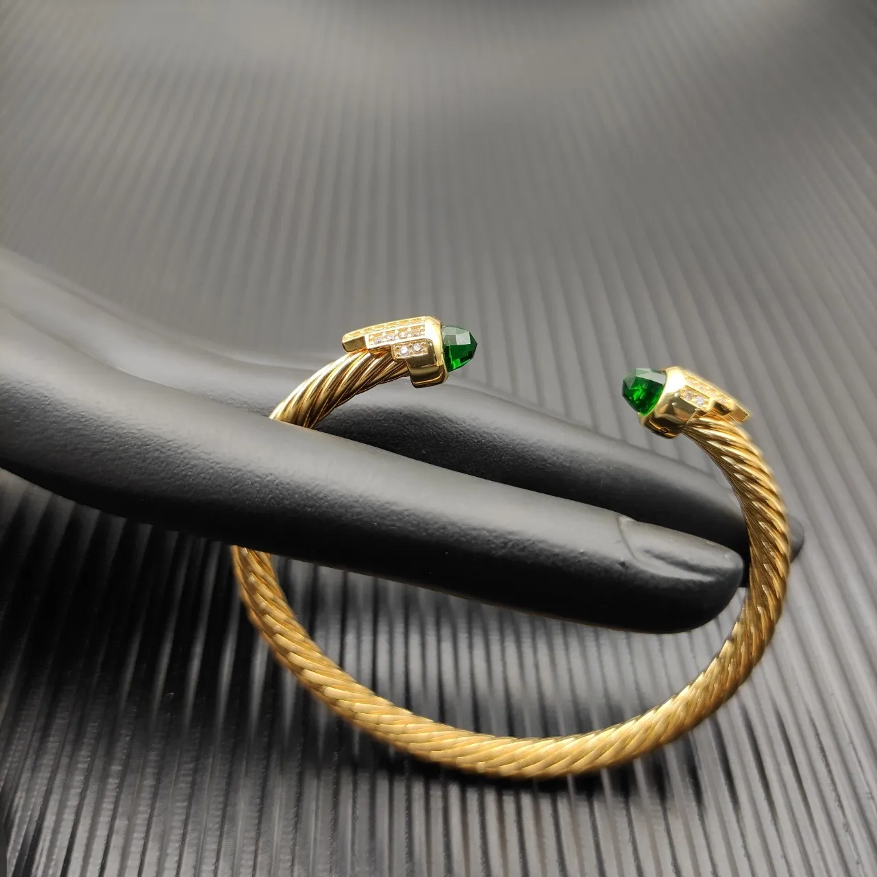 David Yurman Cable Classic Gold Green Twisted Bracelet 4