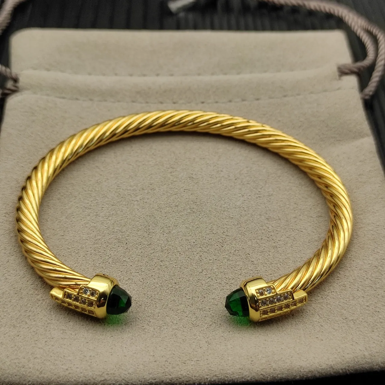 David Yurman Cable Classic Gold Green Twisted Bracelet 8