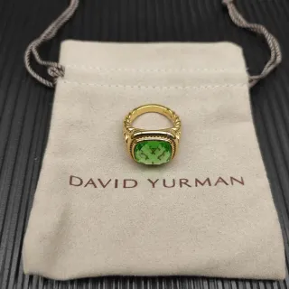 David Yurman Cable Classic 扭曲带 绿宝石戒指