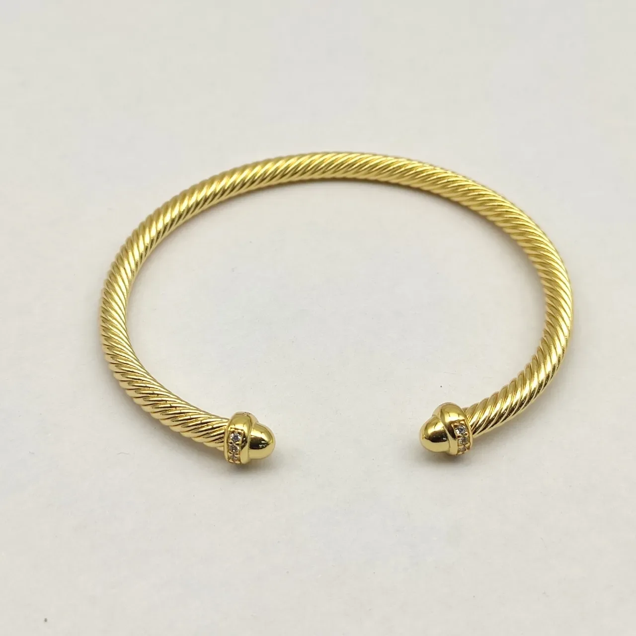 David Yurman Cable Classic Twisted Gold-Tone Pavé Terminal Bracelet 6