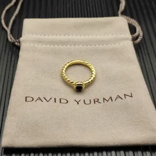 David Yurman Cable Classics 金黑扭带弧形宝石戒指