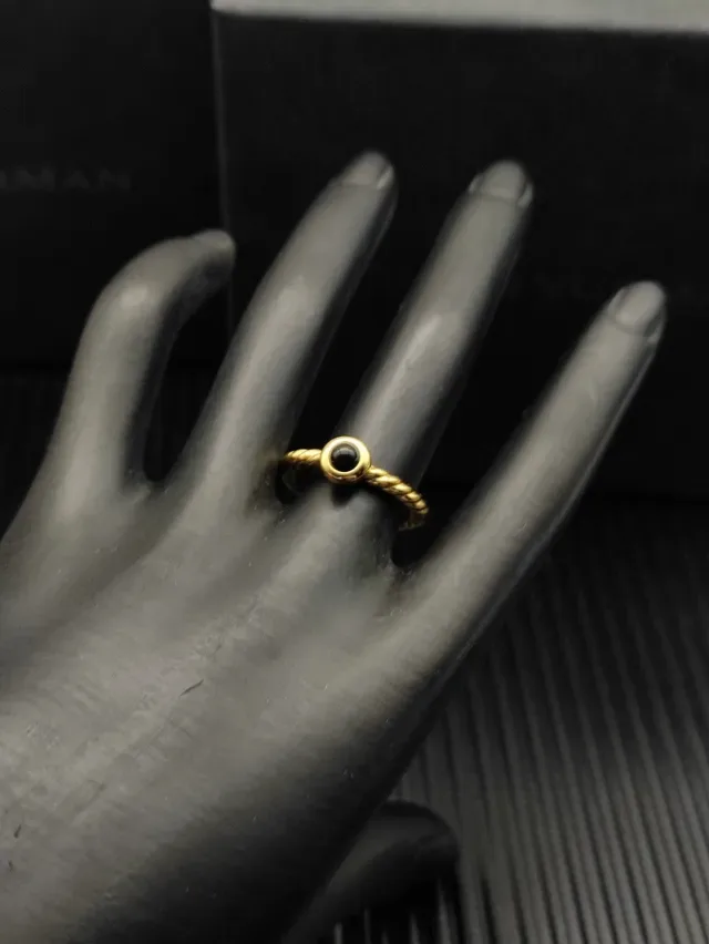 David Yurman Cable Classics Anillo de Piedra Cabochon Banda Trenzada Oro Negro 5