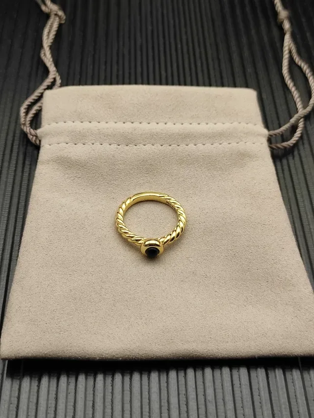 David Yurman Cable Classics Anillo de Piedra Cabochon Banda Trenzada Oro Negro 8