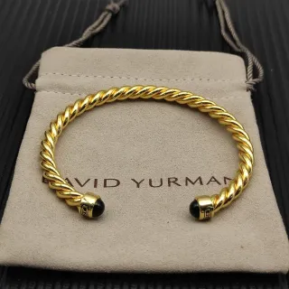 David Yurman Cable Classics سوارة ملتوية ذهبية سوداء