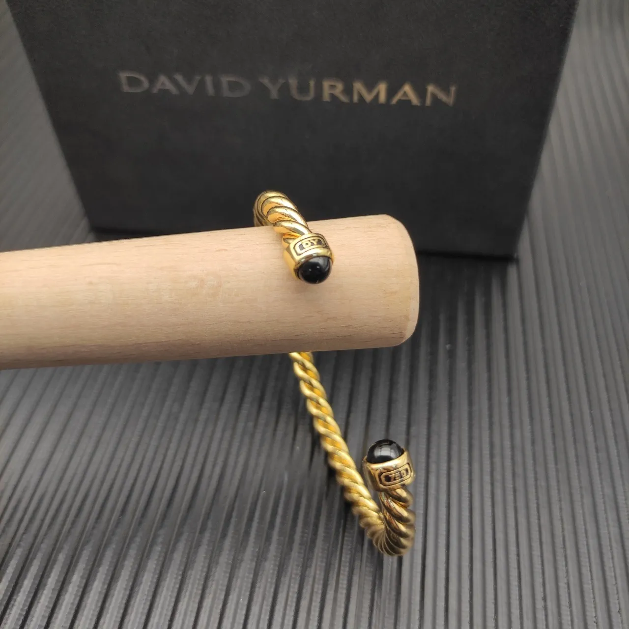 David Yurman Cable Classics Gold Black Twisted Bracelet 8