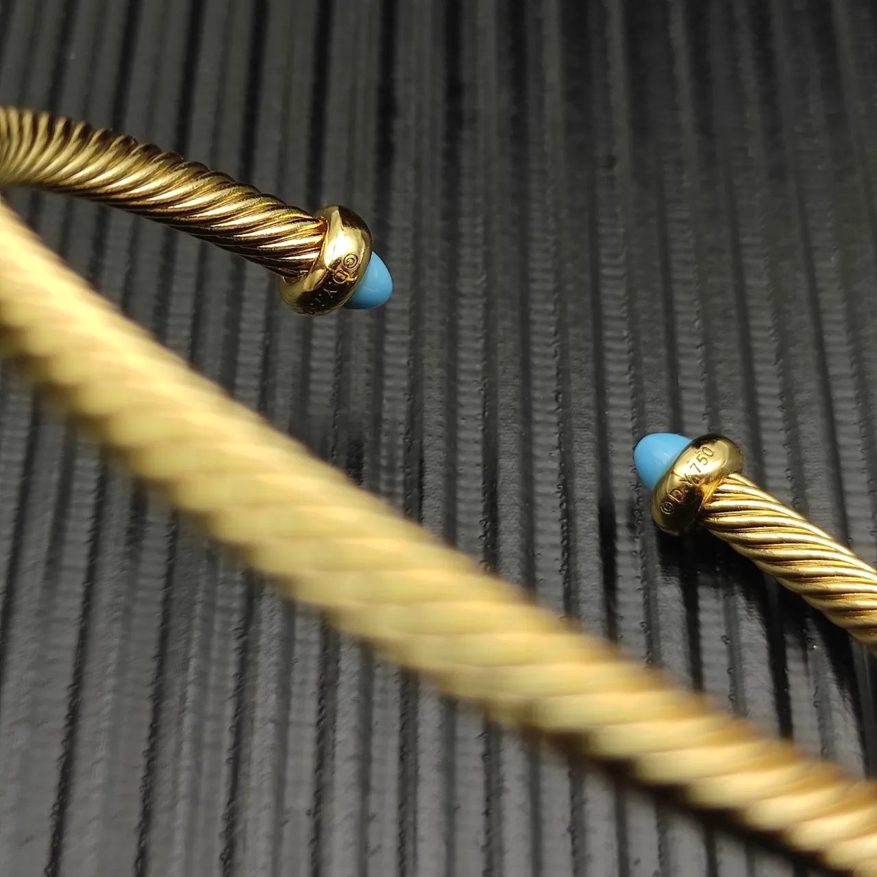 David Yurman Cable Classics Gold Blue Twisted Bracelet 4