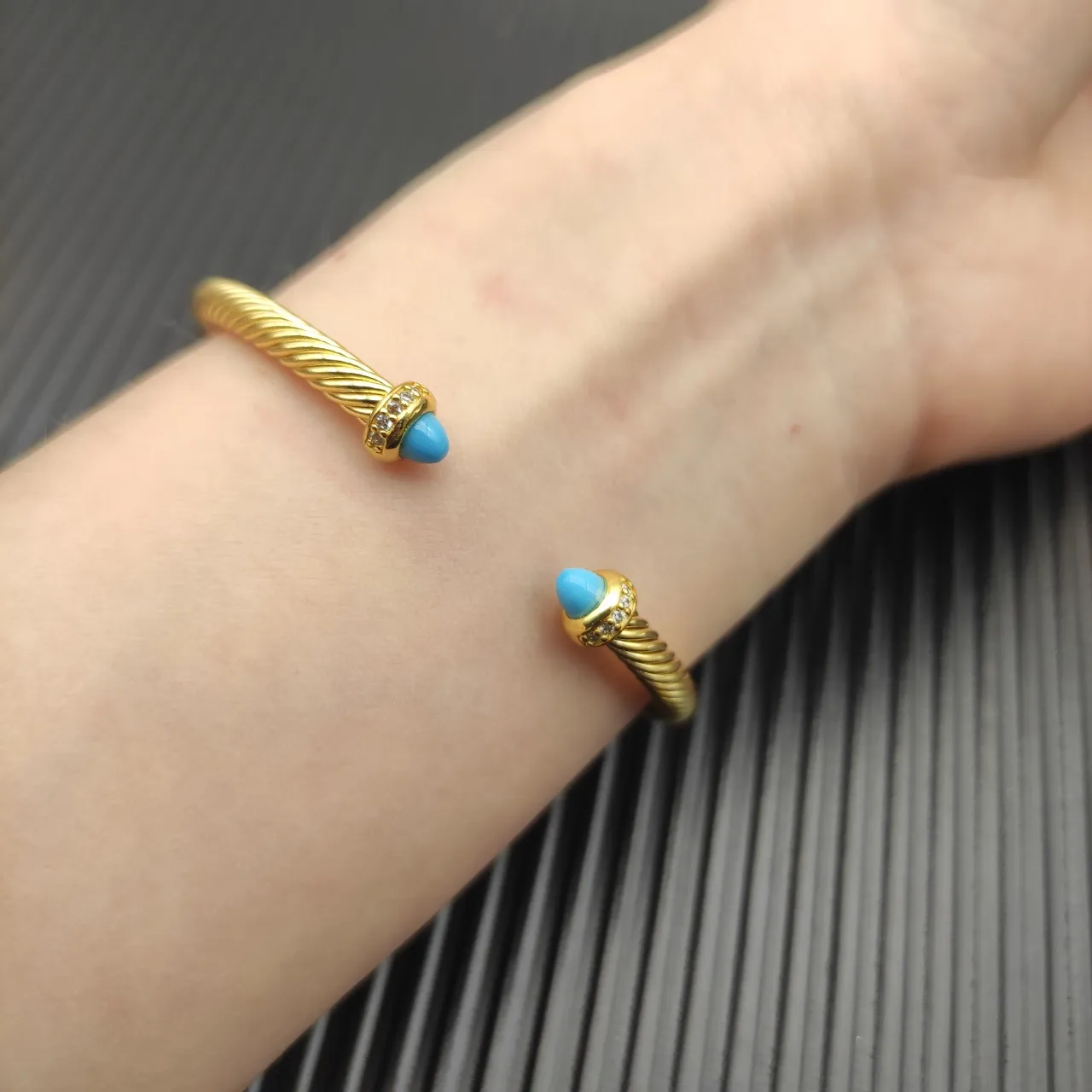 David Yurman Cable Classics Gold Blue Twisted Bracelet 9