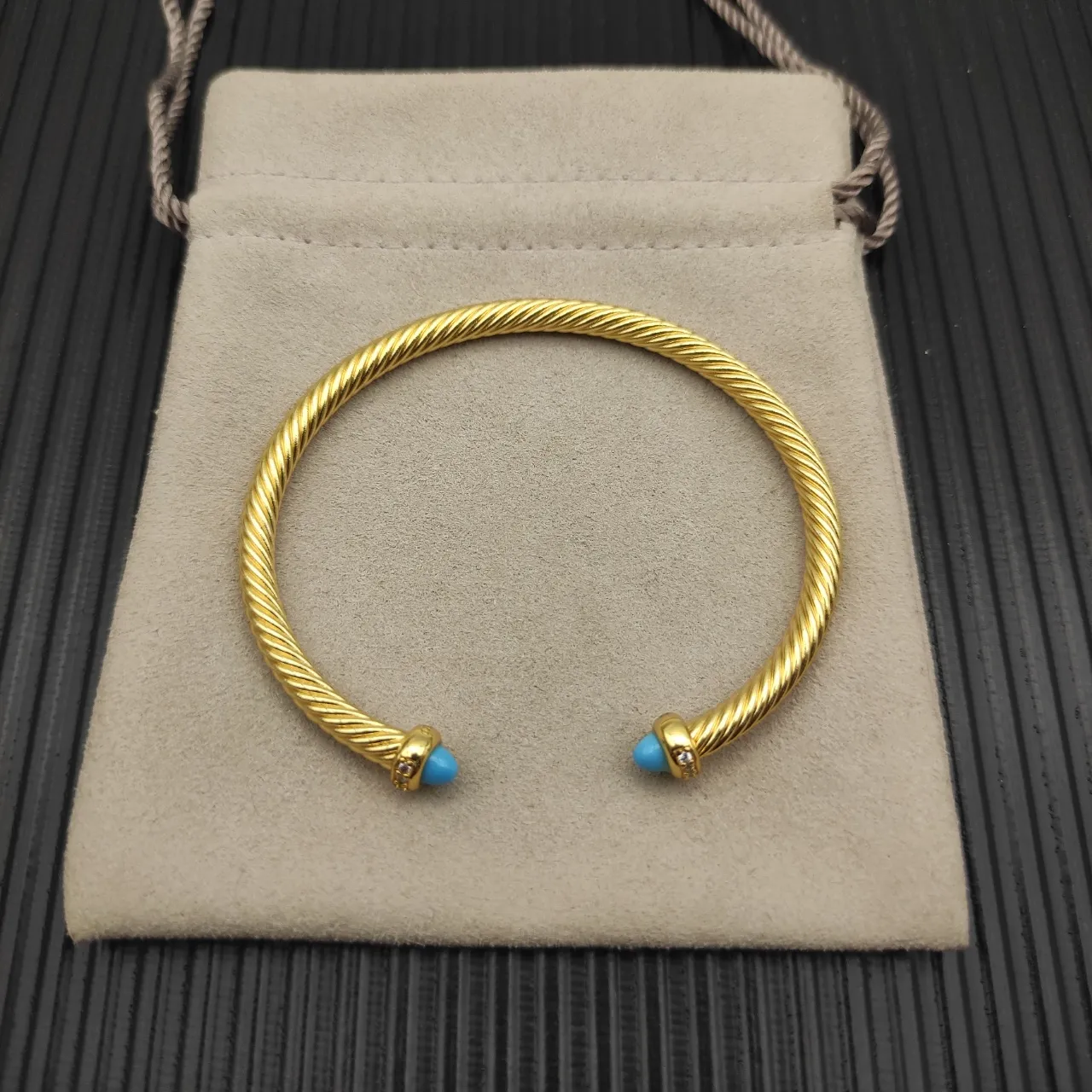 David Yurman Cable Classics Gold Blue Twisted Bracelet 10