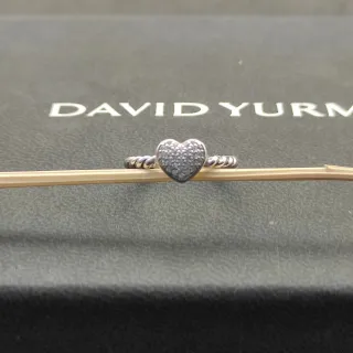 David Yurman Cable Classics Love 银灰 心形 镶嵌纹理戒指