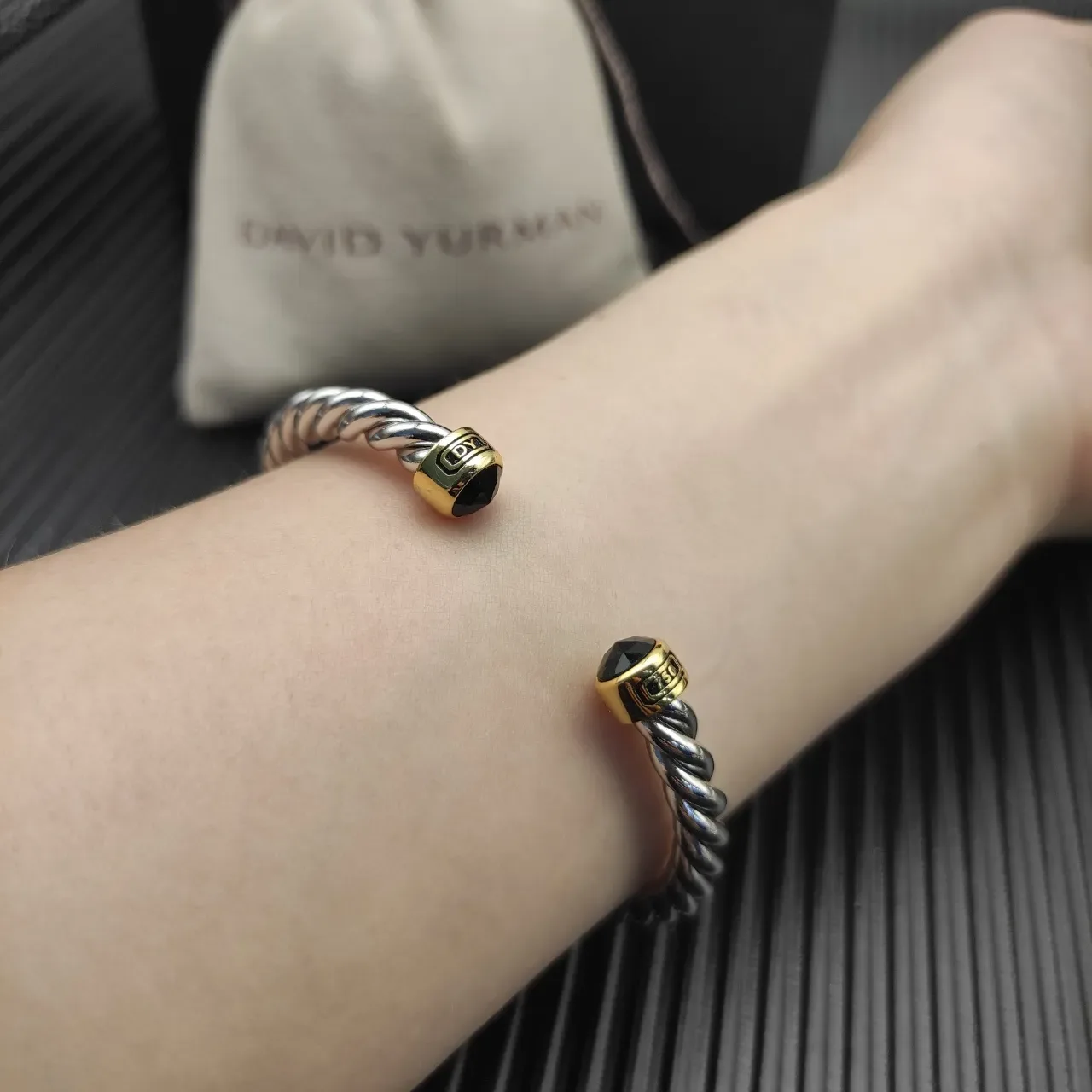 David Yurman Cable Classics Silver Gold Twisted Dual-Tone Metal Bracelet 4