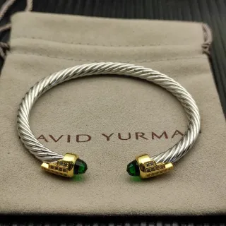 David Yurman Cable Classics سوار فضي ذهبي ملتوي ثنائي اللون معدني